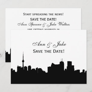 Invitación Toronto Silueta DIY Fondo Color Guardar Fecha Wh2