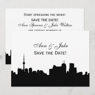 Invitación Toronto Silueta DIY Fondo Color Guardar Fecha Wh2