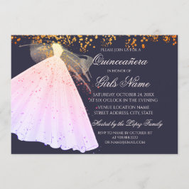 Invitación Toros de chispa rosada y media noche Quinceañera