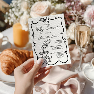 Invitación Torre de Bebidas Divertidas Coquette Bow Baby Show