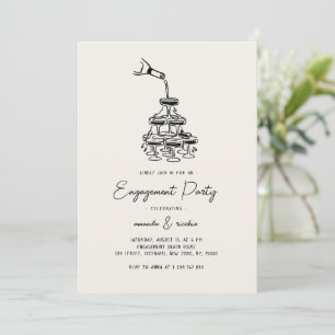 Invitación Torre de Champagne Caprichosa para Fiesta de Compr