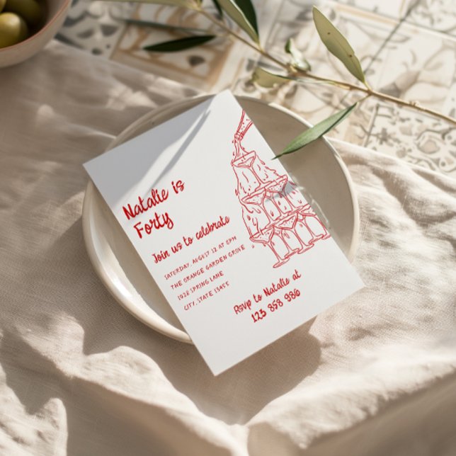 Invitación Torre de Champagne con 40 años (Subido por el creador)