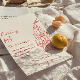 Invitación Torre de Champagne de mano 40 cumpleaños