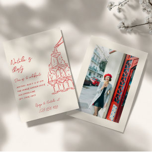 Invitación Torre de Champagne de mano Treinta Fotografías Cum