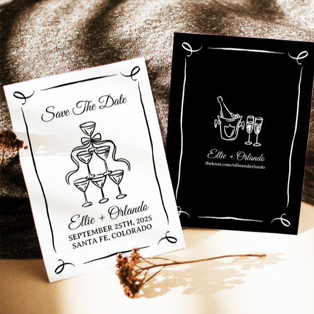 Invitación Torre de Champagne Dibujada a Mano Caprichosa Guar (Subido por el creador)