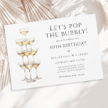 Invitación Torre de Champagne Elegant 40th Birthday Fiesta<br><div class="desc">¿Qué haces cuando estás a punto de celebrar un 40 cumpleaños? Este hito significativo se puede convertir en una velada sencilla y elegante llena de buena comida, buenos amigos y deliciosa champán. Te has ganado el derecho de ser chapucero con todas las bromas y bullicio brillantes que disfrutas celebrando este...</div>
