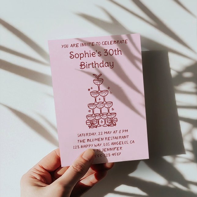 Invitación Torre de Champagne Elegante Cumpleaños 30        (Subido por el creador)