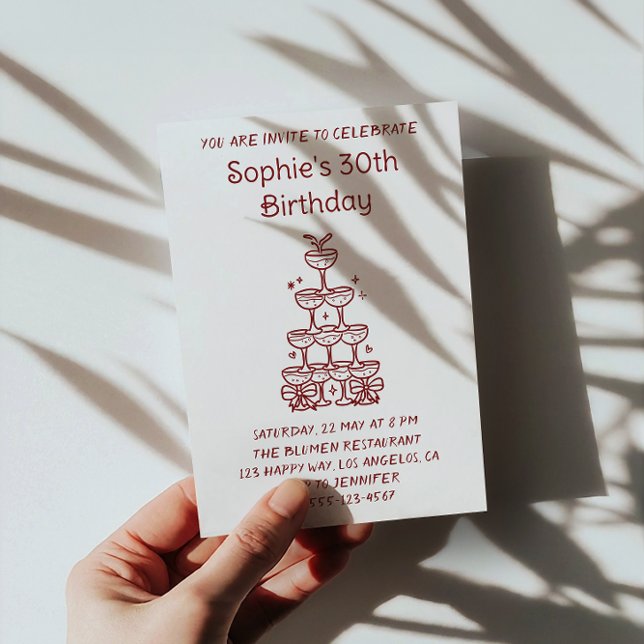 Invitación Torre de Champagne Elegante Cumpleaños 30        (Subido por el creador)