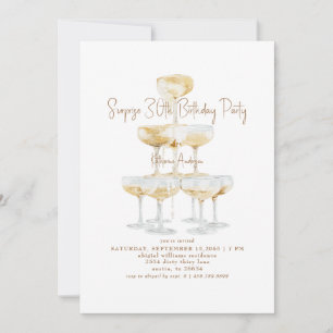 Invitación Torre de Champagne Sorpresa Cumpleaños 30