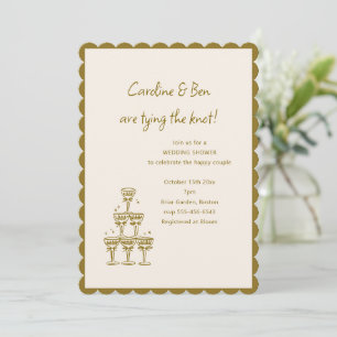 Invitación Torre de champán con concha de oro para la despedi