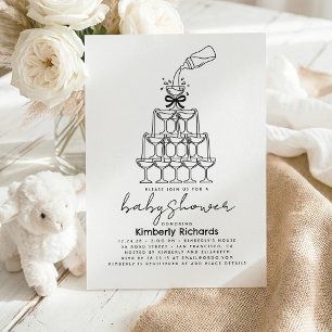 Invitación Torre de champán de biberón de leche para bebé div