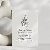 Torre de champán Doodle Nombre personalizado Boda