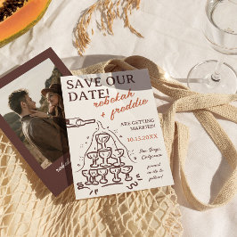 Invitación Torre de champán escrita a mano Guardar la fecha