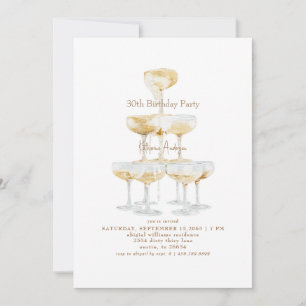 Invitación Torre de champán fiesta de cumpleaños 30 