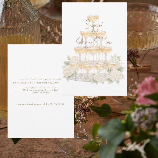 Invitación Torre de champán Hydrangeas blancas Fiesta de comp (Subido por el creador)