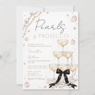 Invitación Torre de champán Perlas y Prosecco para despedida