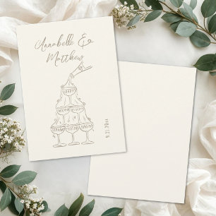 Invitación Torre de champán vintage Boceto de boda elegante