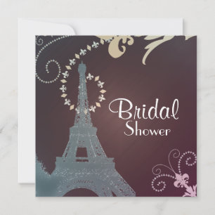 Invitación Torre de eiffel francesa vintage parís novia ducha