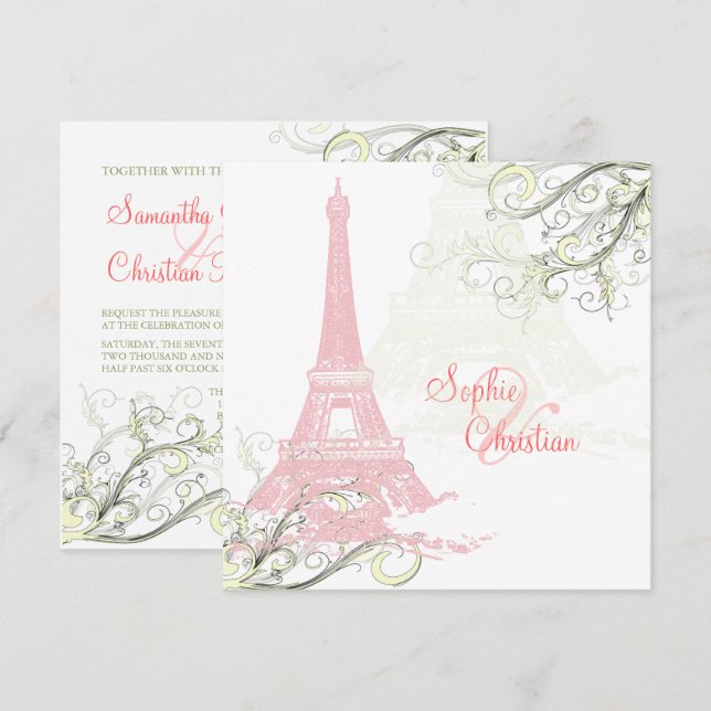 INVITACIÓN TORRE DE EIFFEL PINCO+TORNILLOS / PAPEL DE CAZA LU (Anverso / Reverso)
