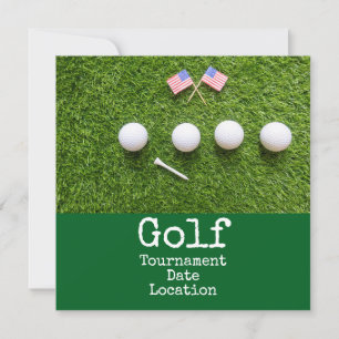Invitación Torre de golf con torneo de golf de la bandera est