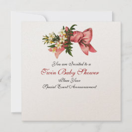 Invitación TORRE DE NIÑAS DE BEBÉS TWIN DUCHA , champán metál