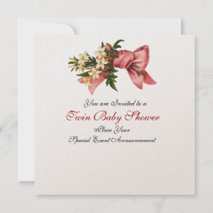 Invitación TORRE DE NIÑAS DE BEBÉS TWIN DUCHA , champán metál