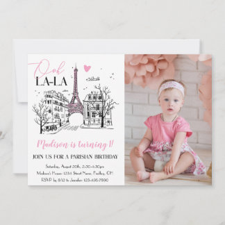 Invitación Torre Eifel París Foto de cualquier edad Cumpleaño