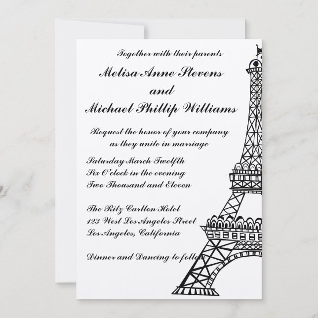 Invitación Torre Eiffel (Anverso)