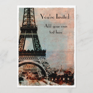 Invitación Torre Eiffel al estilo de época del amanecer