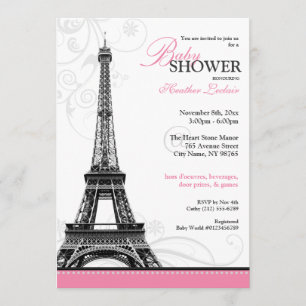Invitación Torre Eiffel Baby Shower parisiense del Flourish