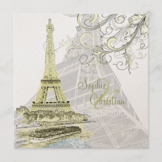 Invitación Torre Eiffel+bateau mouche+swift boda invita