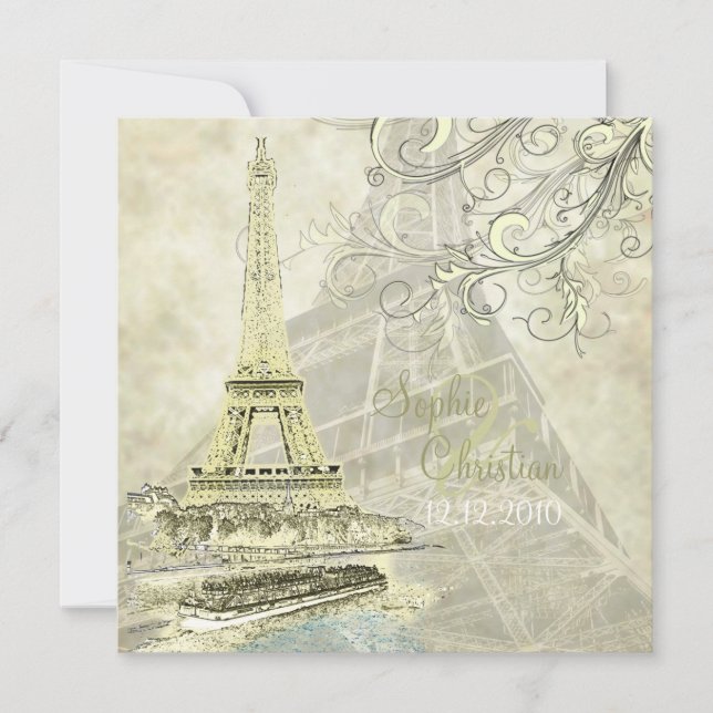 Invitación Torre Eiffel+bateau mouche+swift boda invita (Anverso)