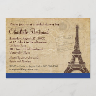 Invitación Torre Eiffel Blue Paridal Shower