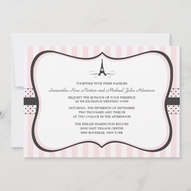 Invitación Torre Eiffel Boda París (Anverso)