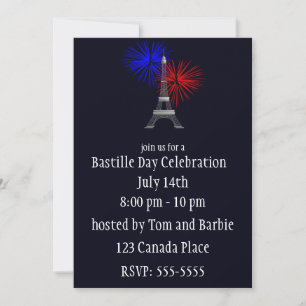 Invitación Torre Eiffel con fuegos artificiales
