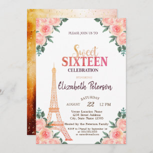 Invitación Torre Eiffel Confetti +++9-Flores Dulces 16