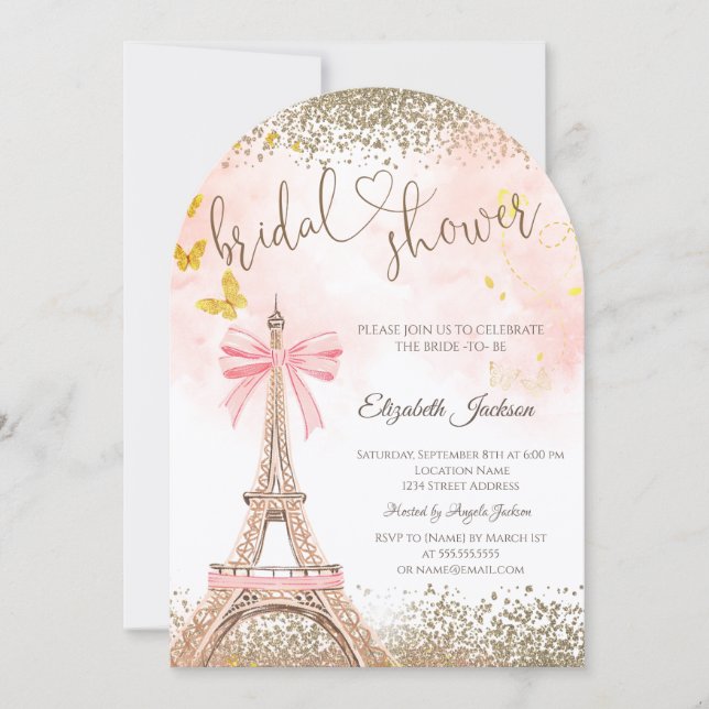 Invitación Torre Eiffel de diamantes Despedida de soltera con (Anverso)