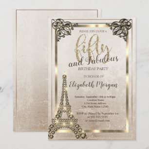 Invitación Torre Eiffel de Diamantes, Fiesta de cumpleaños nú