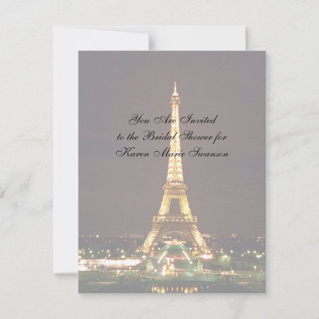 Invitación Torre Eiffel de noche (Anverso)