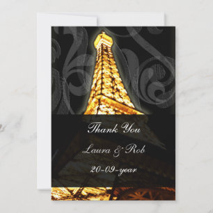 Invitación Torre Eiffel de oro Boda francés Gracias