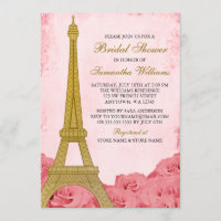 Torre Eiffel de Oro Vintage Roses rosa Ducha de no