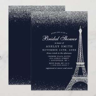 Invitación Torre Eiffel de París Bridal Shower Destello de Pl