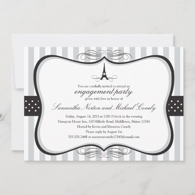 Invitación Torre Eiffel de París Ducha de novias (Anverso)