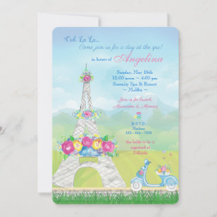 Invitación Torre Eiffel de París, fiesta temática francesa