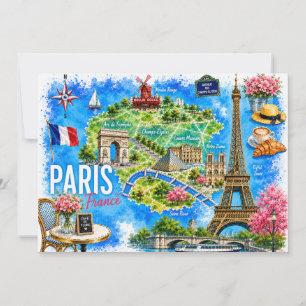 Invitación Torre Eiffel de París Francia acuarela Monumento e