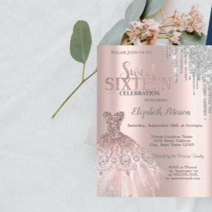 Invitación Torre Eiffel de París, Tiara, Quinceañera de plata