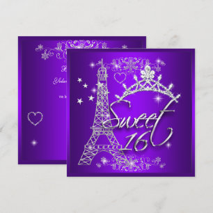 Invitación Torre Eiffel Dulces Dieciséis Morado