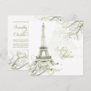 Invitación TORRE EIFFEL/DULCES/Papel de champán de lujo