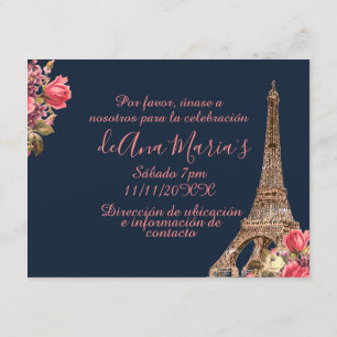 Invitación Torre Eiffel elegante lamentable de la Quinceanera