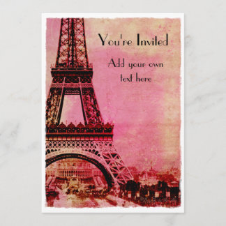 Invitación Torre Eiffel en el estilo del vintage de la puesta